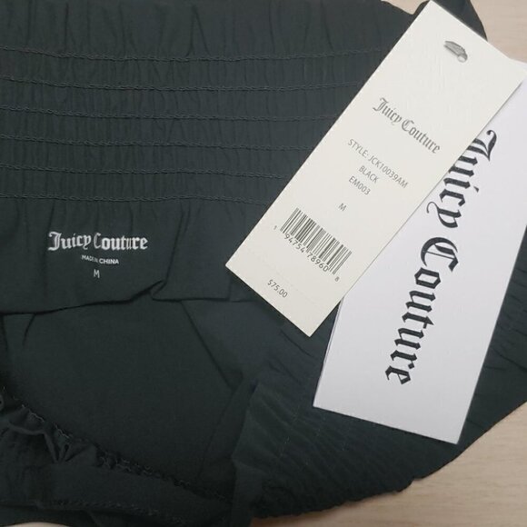 NWT JUICY COUTURE Black smocked puffed halter crop top - Picture 10 of 13